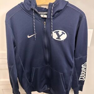 Nike Navy Blue BYU Full-Zip Hoodie Unisex Small Therma-fit